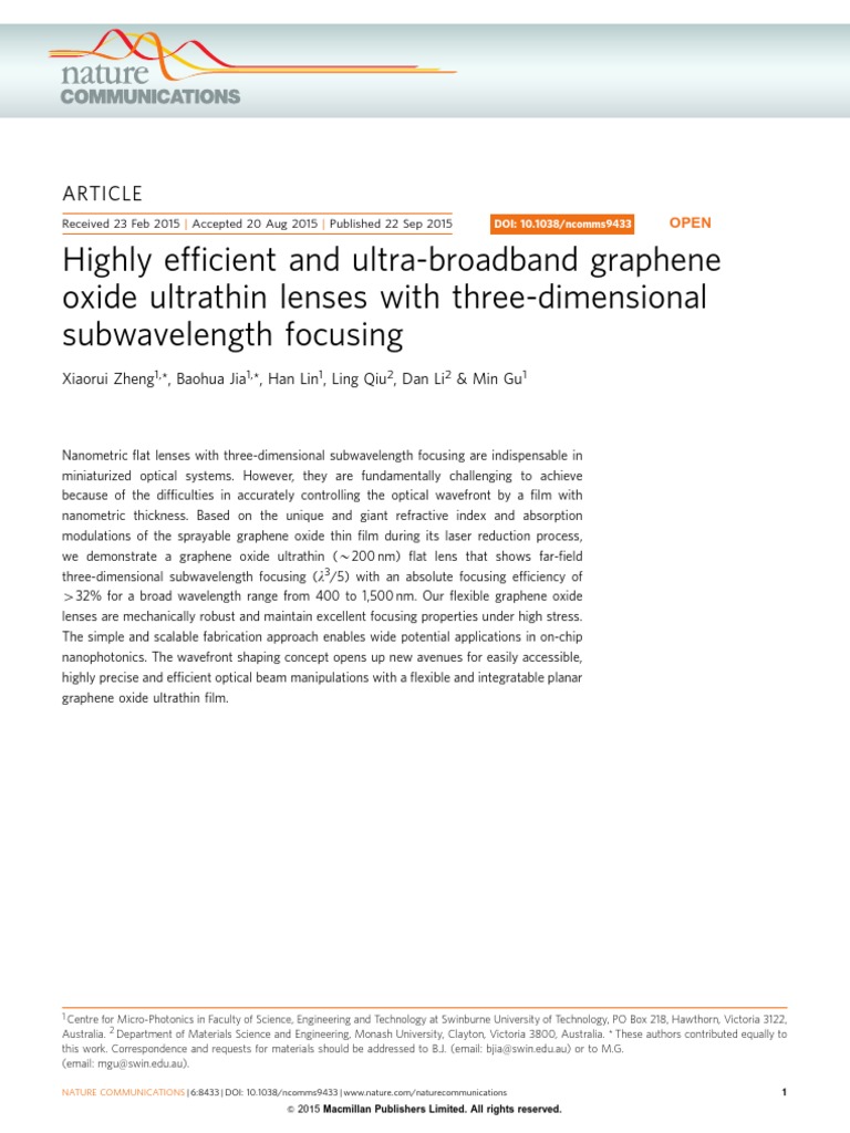 Highly Efficient and Ultra-Broadband Graphene PDF | PDF