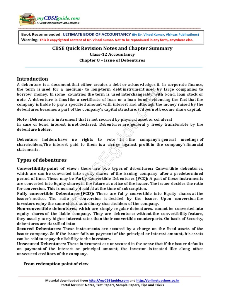 CBSE Quick Revision Notes and Chapter Summary: Book Recommended ...
