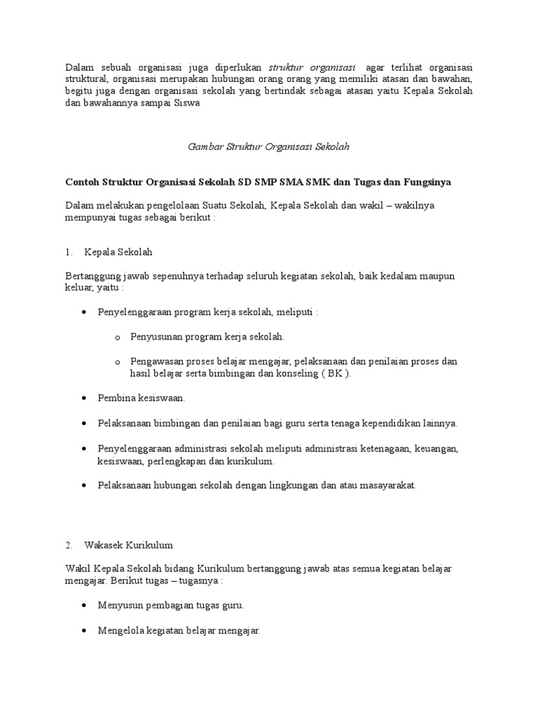 Struktur Organisasi Sekolah