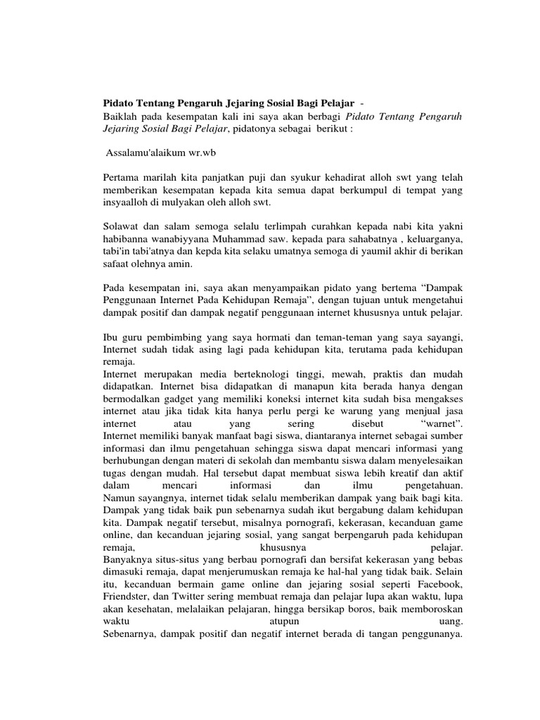 Teks Pidato Tentang Sosial Media Kumpulan Referensi Teks Pidato
