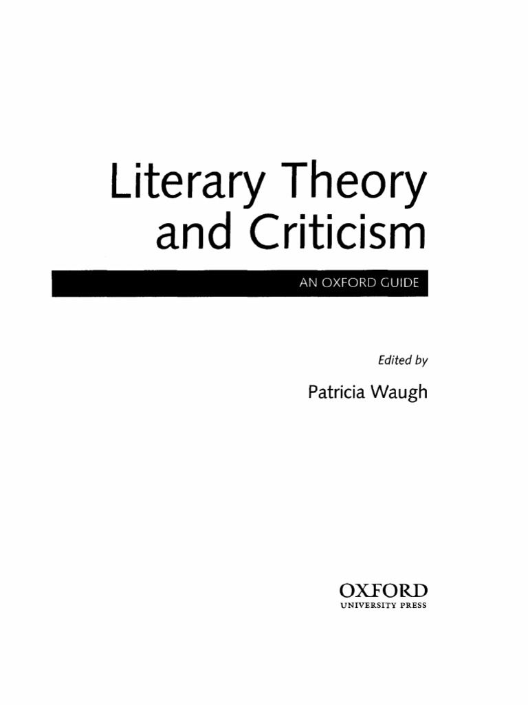 Literary Theory And Criticism An Oxford Guide PDF PDF Literary