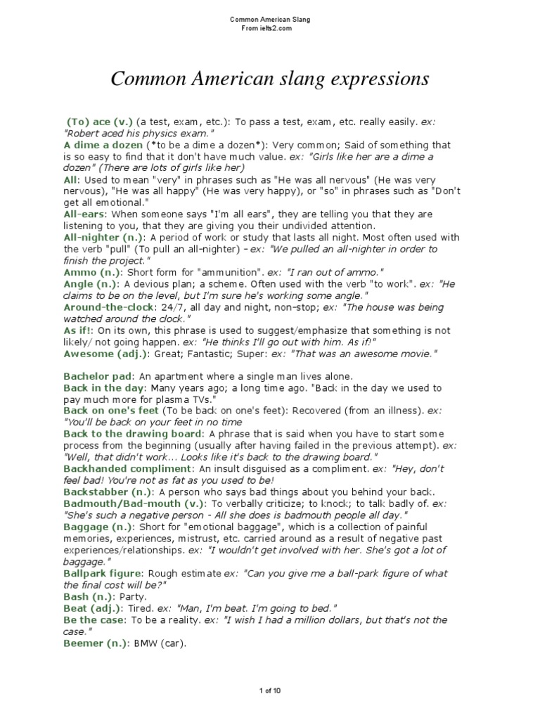 Common American Slang PDF