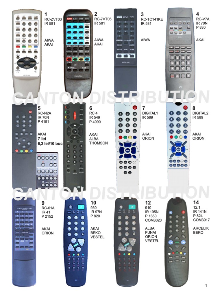 Universal Remote Control Models List | PDF
