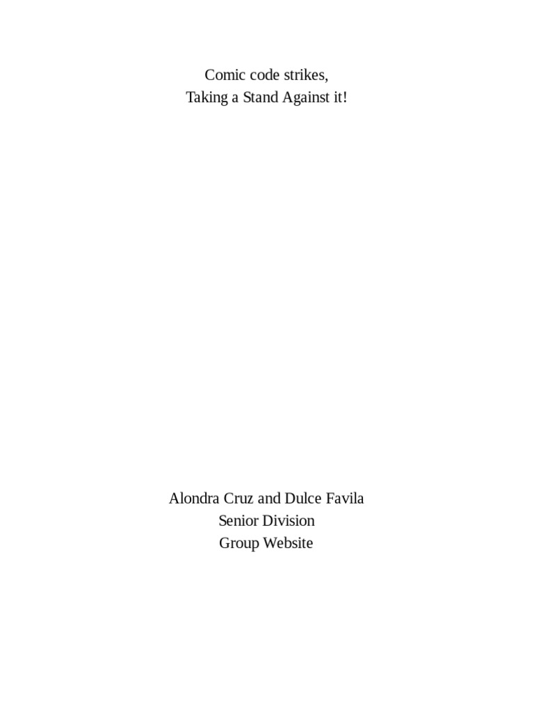 NHD Title Page: Comic Code Protest | PDF