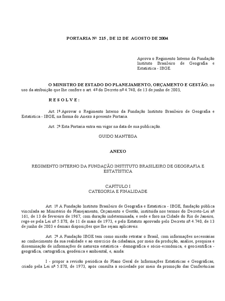 Para o IBGE - Regimento Interno PDF | PDF | Conselho de Segurança das ...