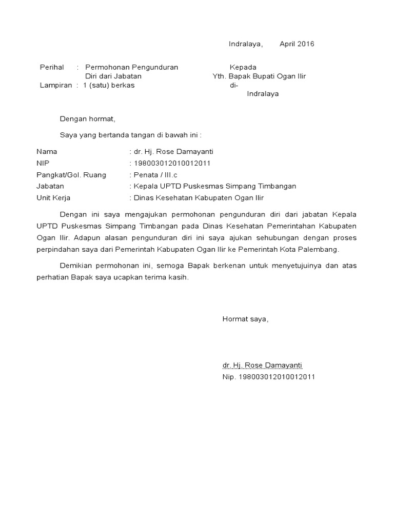 Surat Pengunduran Diri Ulan