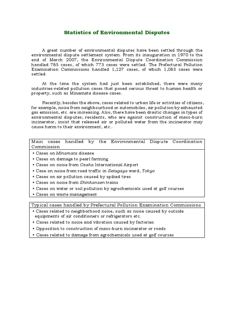 Environmental Dispute Statistics Overview | PDF