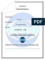 Lab Report Mechanical Vibrations: Dr. Fayyaz