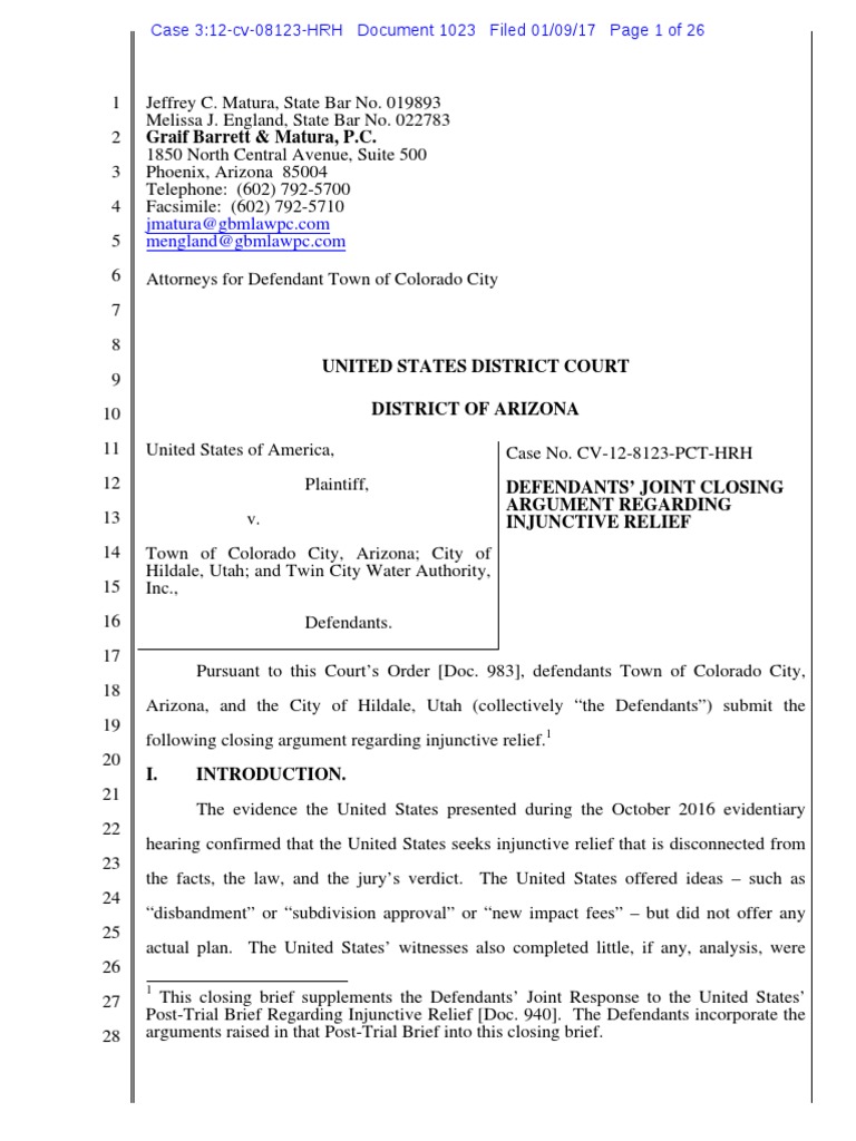 Defendants' Closing Argument on Injunctive Relief | PDF | Search And ...