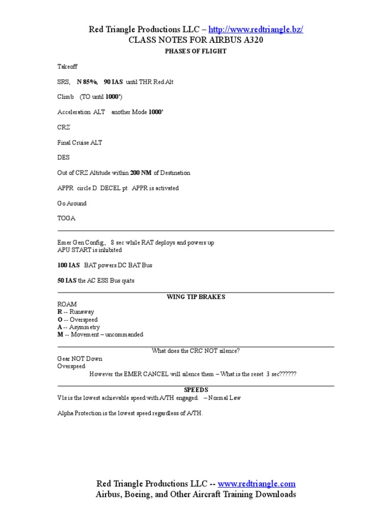 A320 Class Notes | PDF | Aircraft Flight Control System | Takeoff