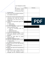 Checklist For The Blast Freezer System