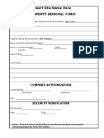 Insert Site Name Here Property Removal Form: Company Authorization