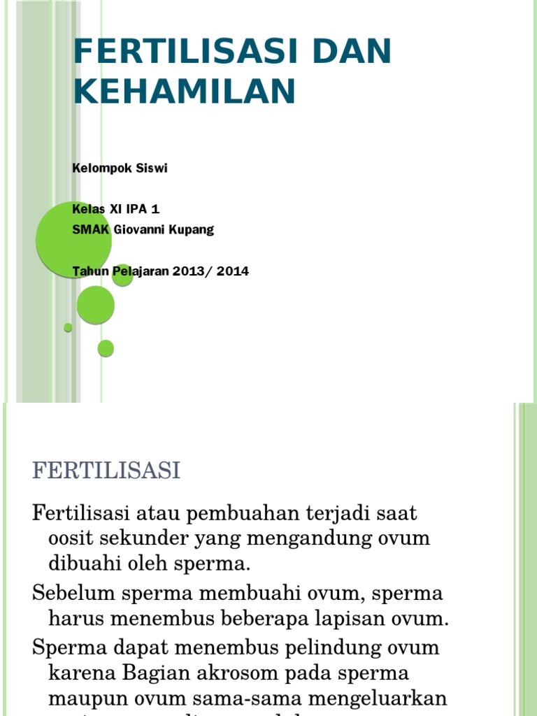 Fertilisasi Dan Kehamilan Fertilisasi Dan Kehamilan