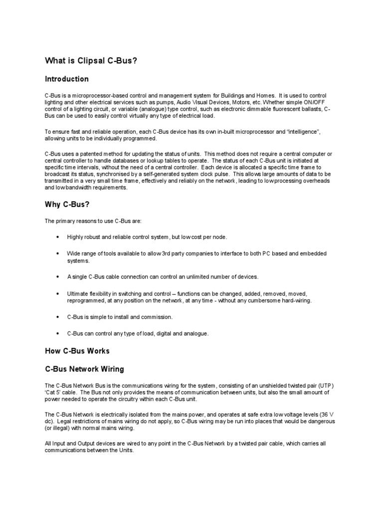 What Is Clipsal C-Bus? | PDF | Electrical Wiring | Computer Network