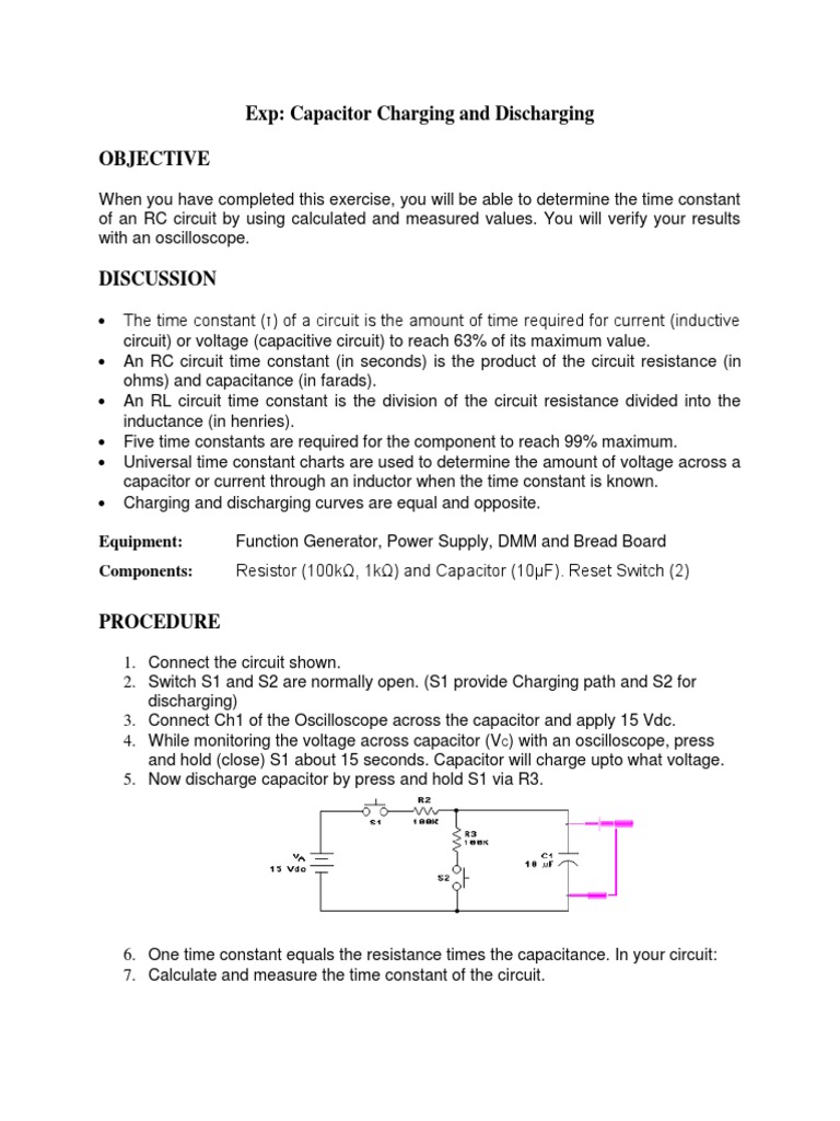 Capacitor Charging and Discharging Lab | PDF