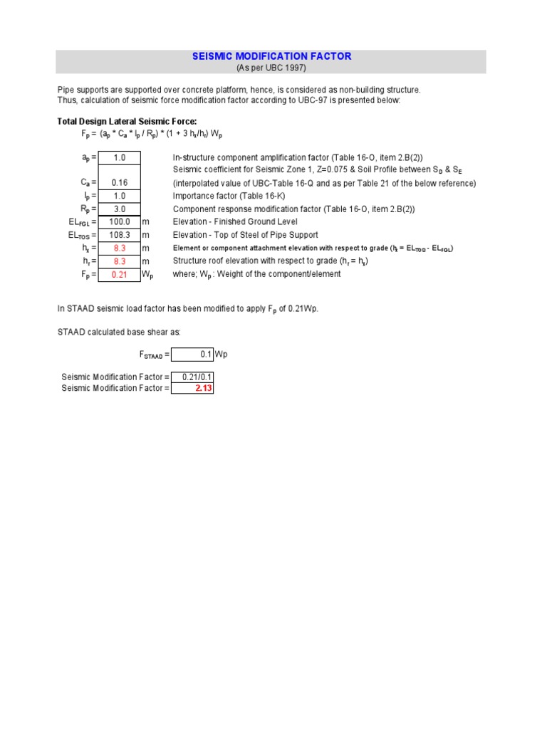 Seismic Modification Factor Calculation As Per UBC97 | PDF