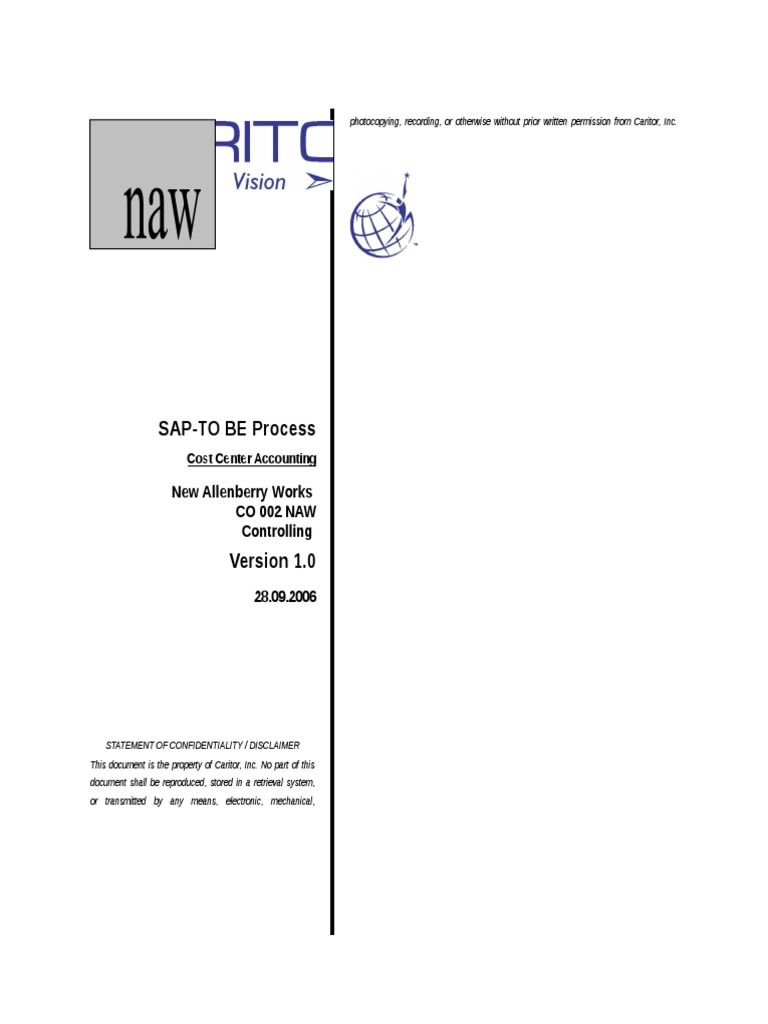 Process Documentation for Cost Center Accounting in SAP R/3 at New