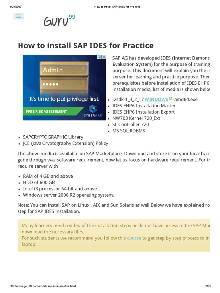 How To Install SAP IDES For Practice | PDF | Databases