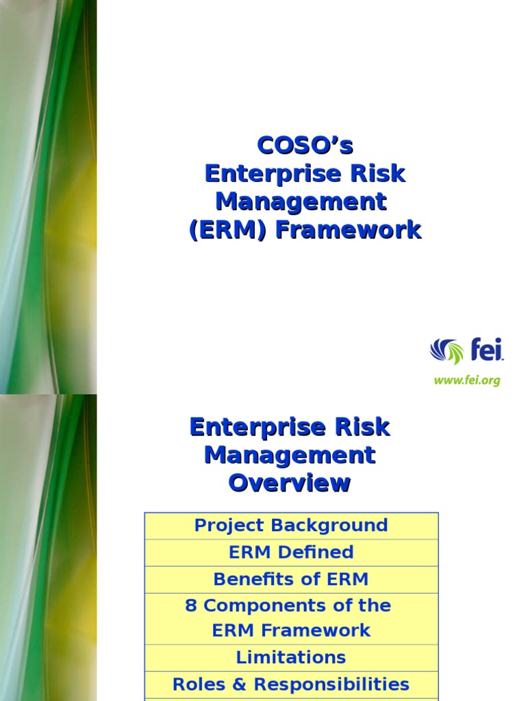 COSO ERM Framework Overview | PDF | Enterprise Risk Management | Risk ...