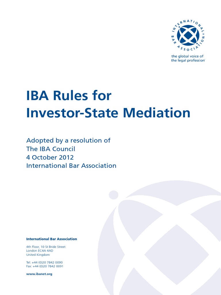 2006 InvestorState Mediation Rules 2012 PDF Mediation