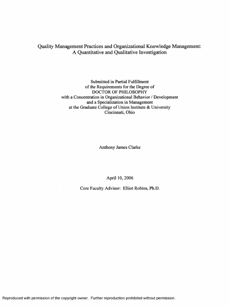 Quality Management Practices and Organizational Knowledge Management A ...