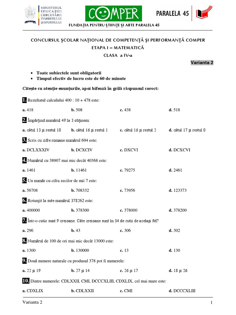 Comper Mate Cls IV - Total | PDF