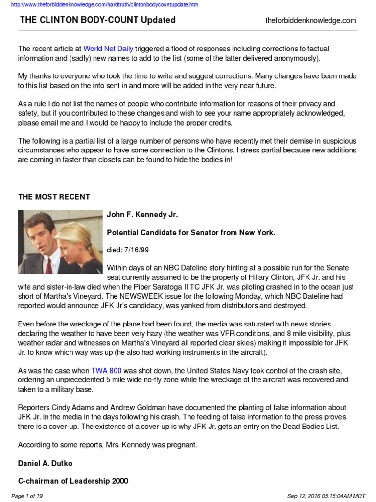 Clinton Body Count Update | PDF