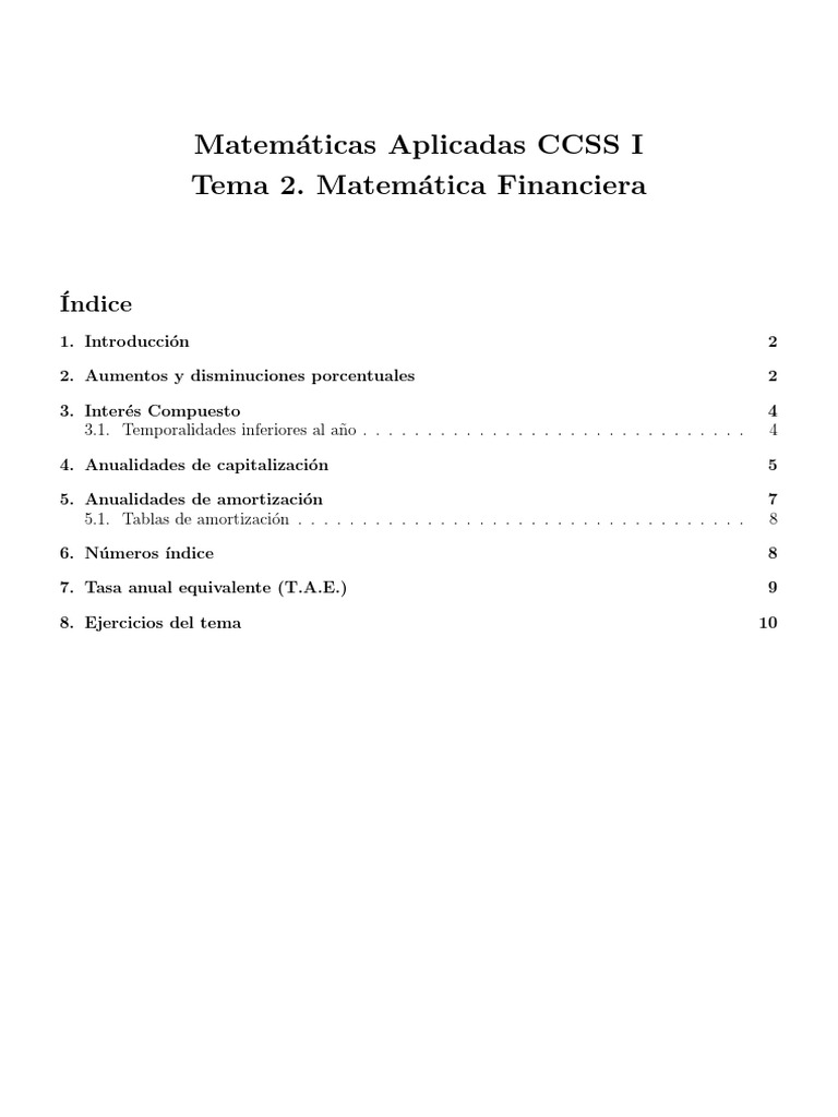 Tema2 Matematica Financiera | PDF | Tasa de porcentaje anual | Interés