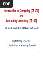 Introduction To Computing (CS 101) Introduction To Computing (CS 101) and Computing Laboratory (CS 110)