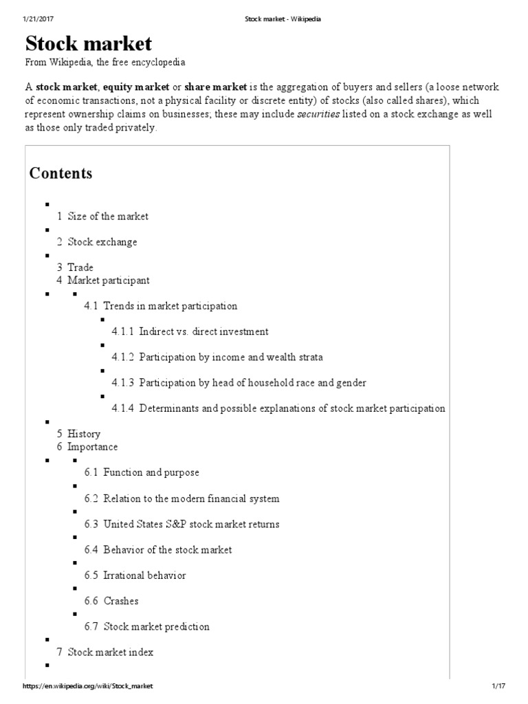 Stock Market Wikipedia PDF Stock Market Short (Finance)