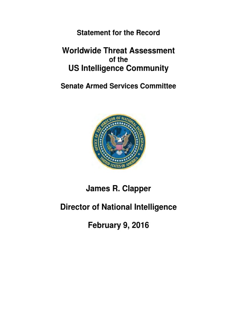 2016 US Intelligence Threat Assessment | PDF | Cyberwarfare | Security
