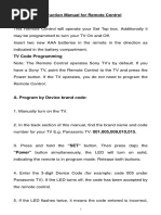 Instruction Manual For Remote Control