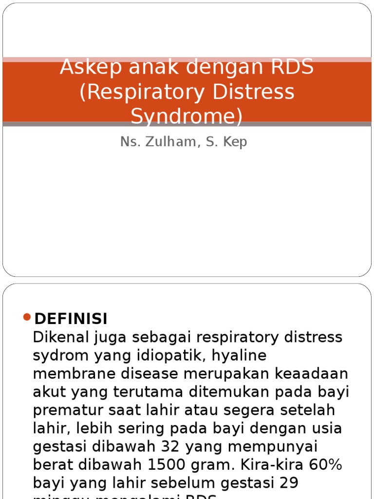 Askep Anak Dengan RDS (Respiratory Distress Syndrome) | PDF