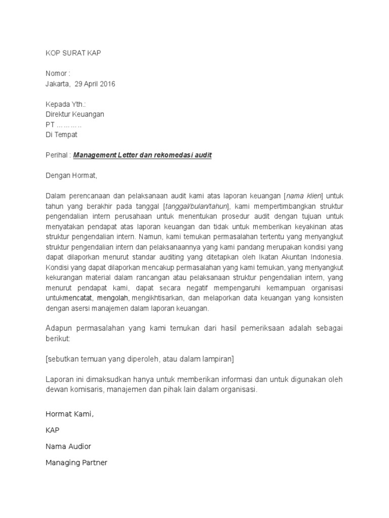 Rekomendasi Audit dalam Management Letter | PDF