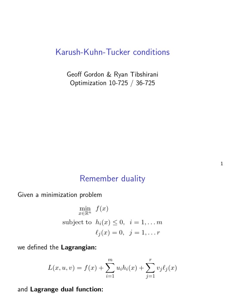 Karuch-Kuhn-Tucker Conditions – NMSMJK