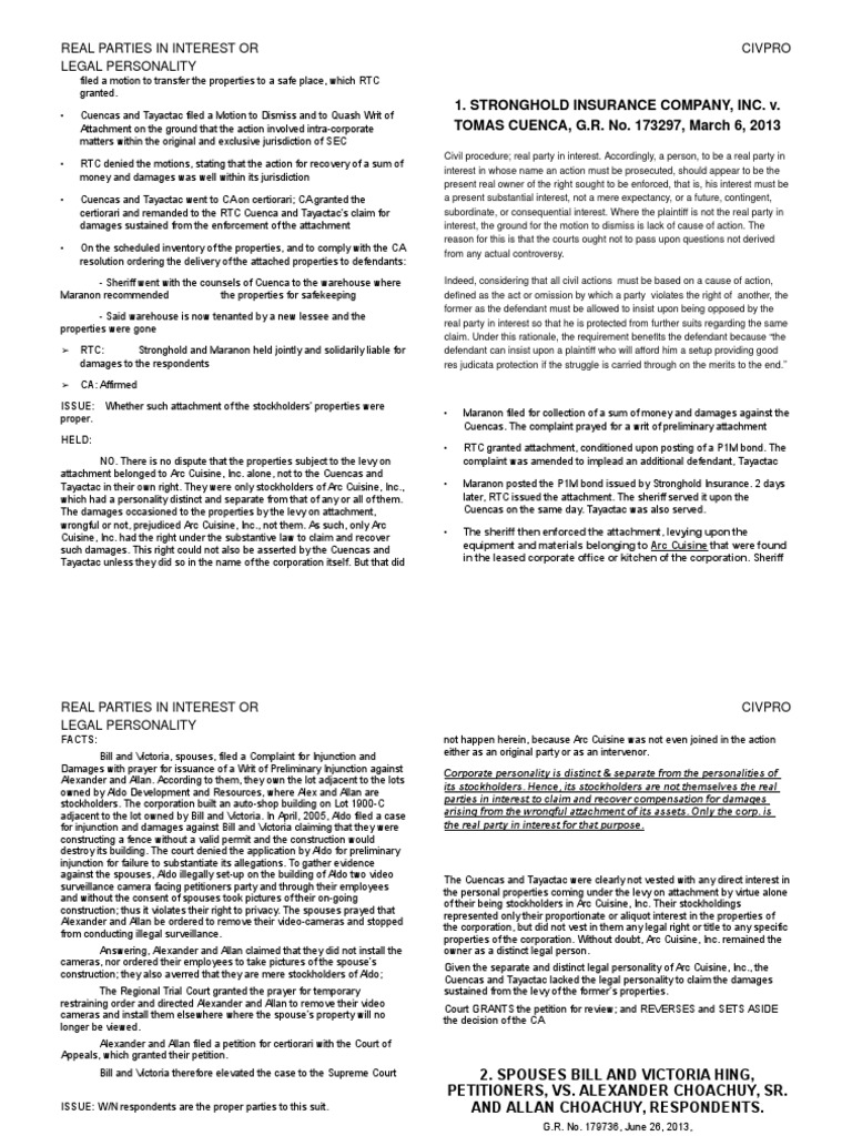 (Civpro) Real Parties in Interest | PDF | Lawsuit | Complaint