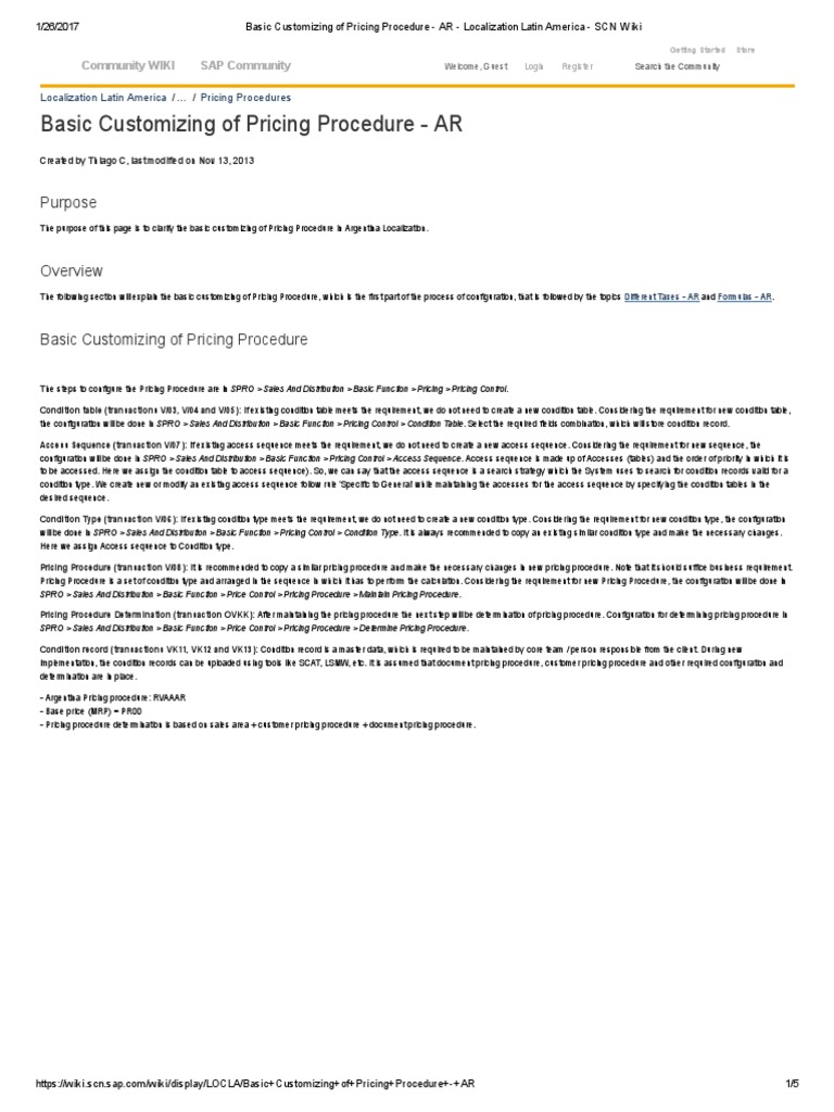 Basic Customizing of Pricing Procedure - AR - Localization Latin ...
