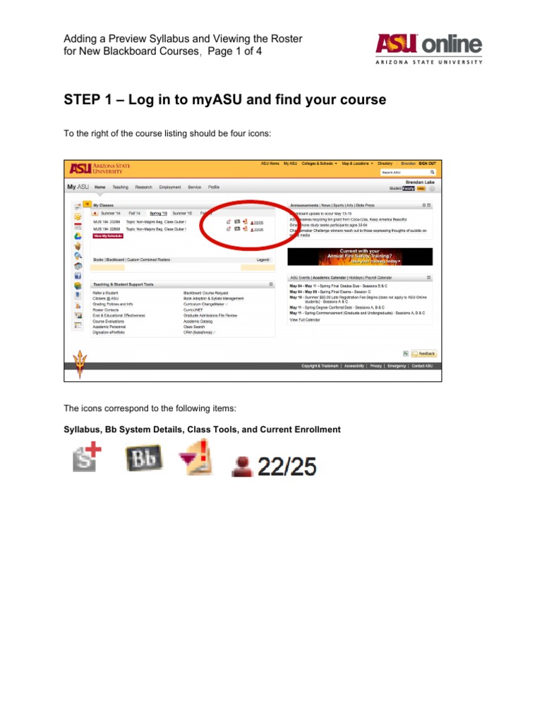 Step%1% %Log%In%To%Myasu%And%Find%Your%Course% | PDF | Syllabus | Software