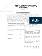 Shah Abdul Latif University, Khairpur: Career Opportunities