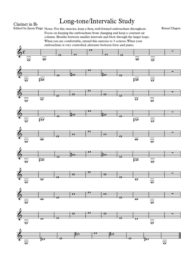 Intervalic Long-Tone Exercise for Clarinet | PDF
