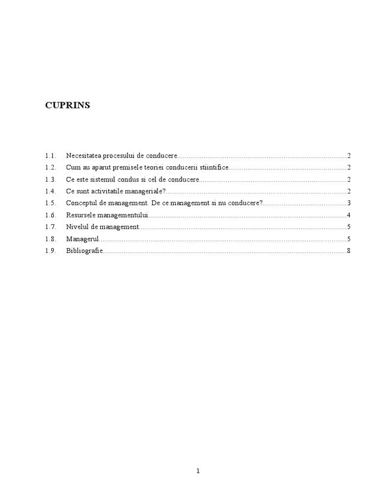Tema 1. Conducere Stiintifica Sau Manageriala | PDF
