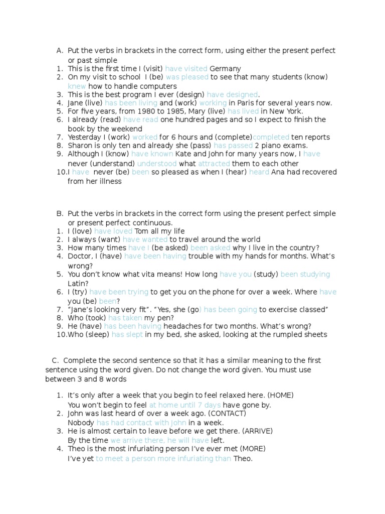 Verb Tense Exercises and Sentence Transformations | PDF