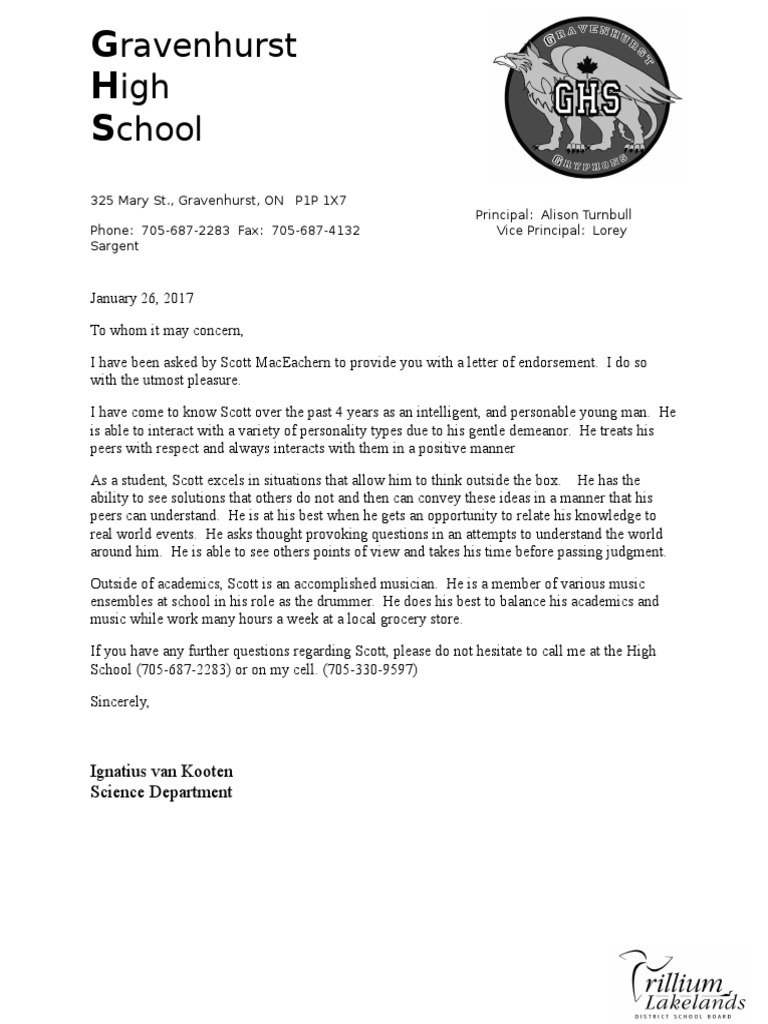 Endorsement Letter for Scott MacEachern | PDF