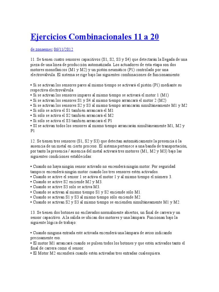 Ejercicios de Combinaciones Lógicas 11-20 | PDF | Science | Tecnología ...