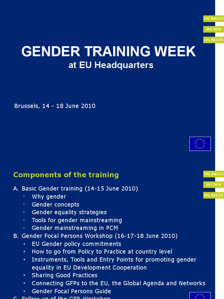 EU Gender Training Week Overview | PDF | Gender Mainstreaming | Gender ...