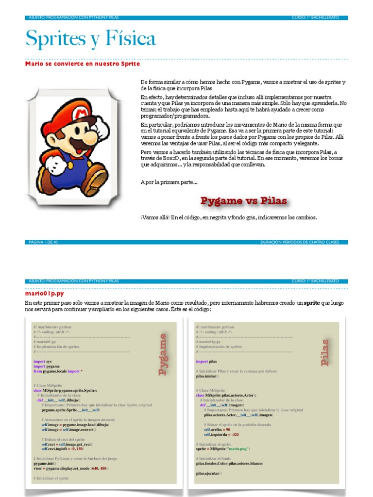 Animación de Mario con Pygame y Pilas | PDF | Python (lenguaje de ...