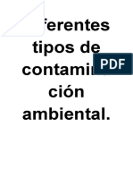 Diferentes Tipos de Contaminación Ambiental