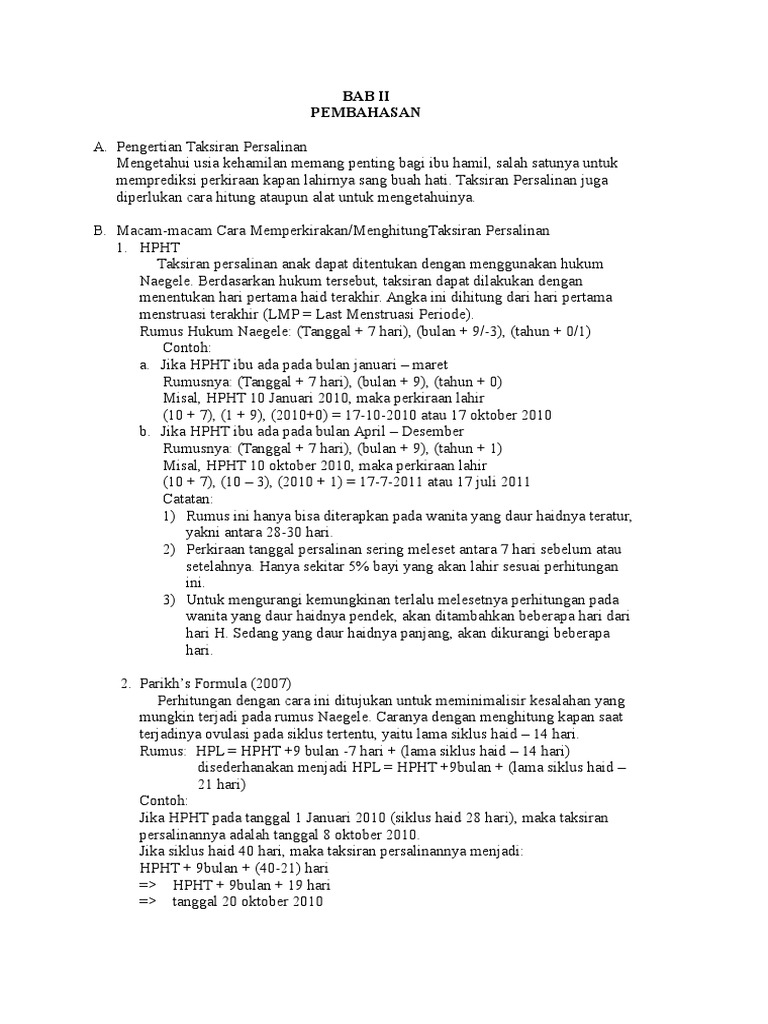 Menghitung Taksiran Persalinan