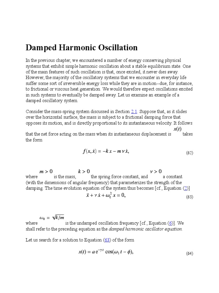 Damped Harmonic Oscillation111 Oscillation Theoretical Physics