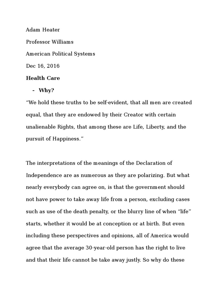 Health care memo health system natural and legal rights